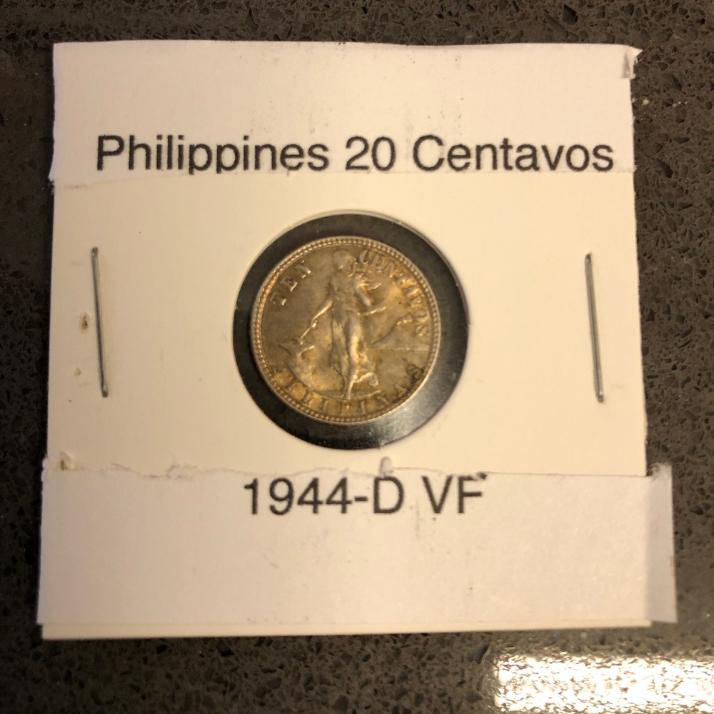1944-D Philippines 20 Centavos, VF
